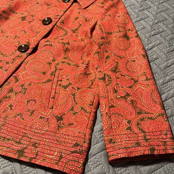 Talbots Paisley Print Stretch A-Line Coat, EUC (Looks New), Size Small - Picture 11 of 11